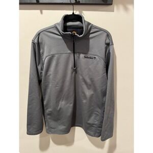 Timberland Mens Grey Quarter Zip Performance Pullover Textured Fleece Size Large